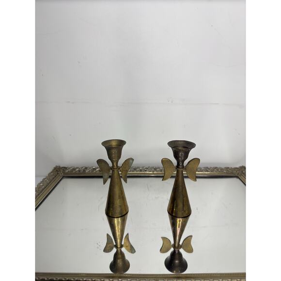 Vintage Brass Angels Candle Stick Holder Set | Vintage Candle Holder | Vintage C - Picture 3 of 10